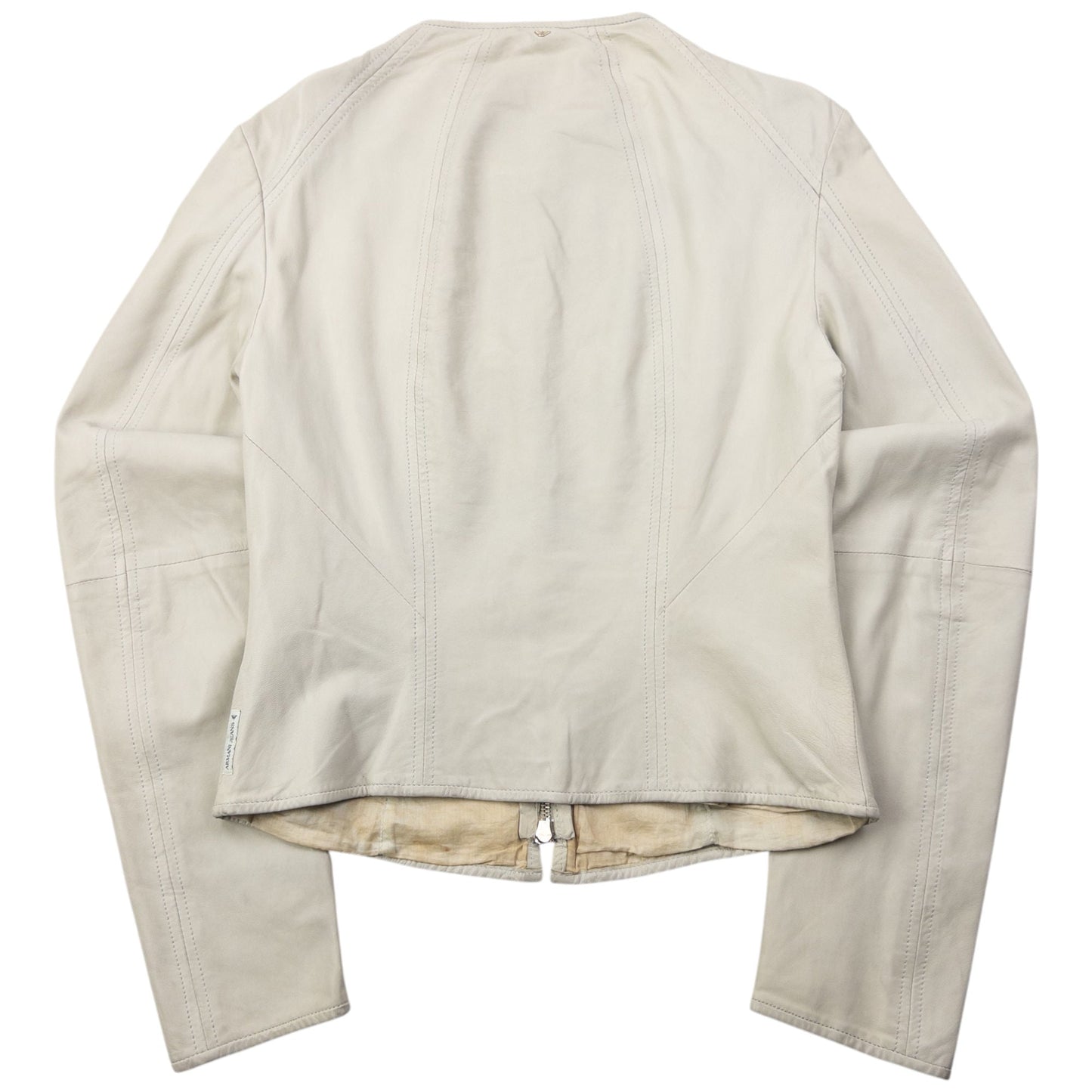 Vintage 2000s Armani Jeans Cropped Leather Jacket Womens Size M