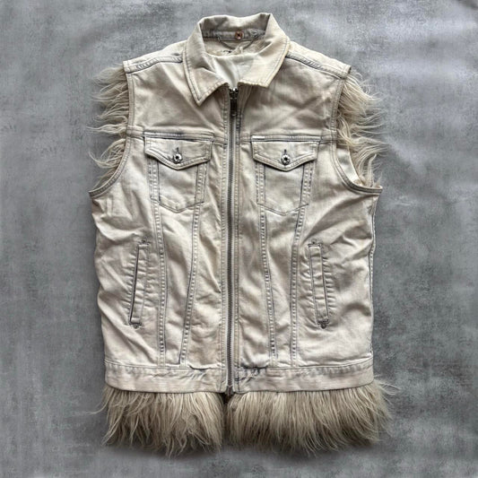 DIESEL DENIM FUR GILET | O/S, Sage