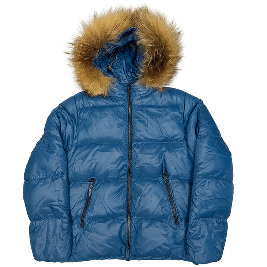 Duvetica Fur Hood Puffer Jacket In Blue ( S )