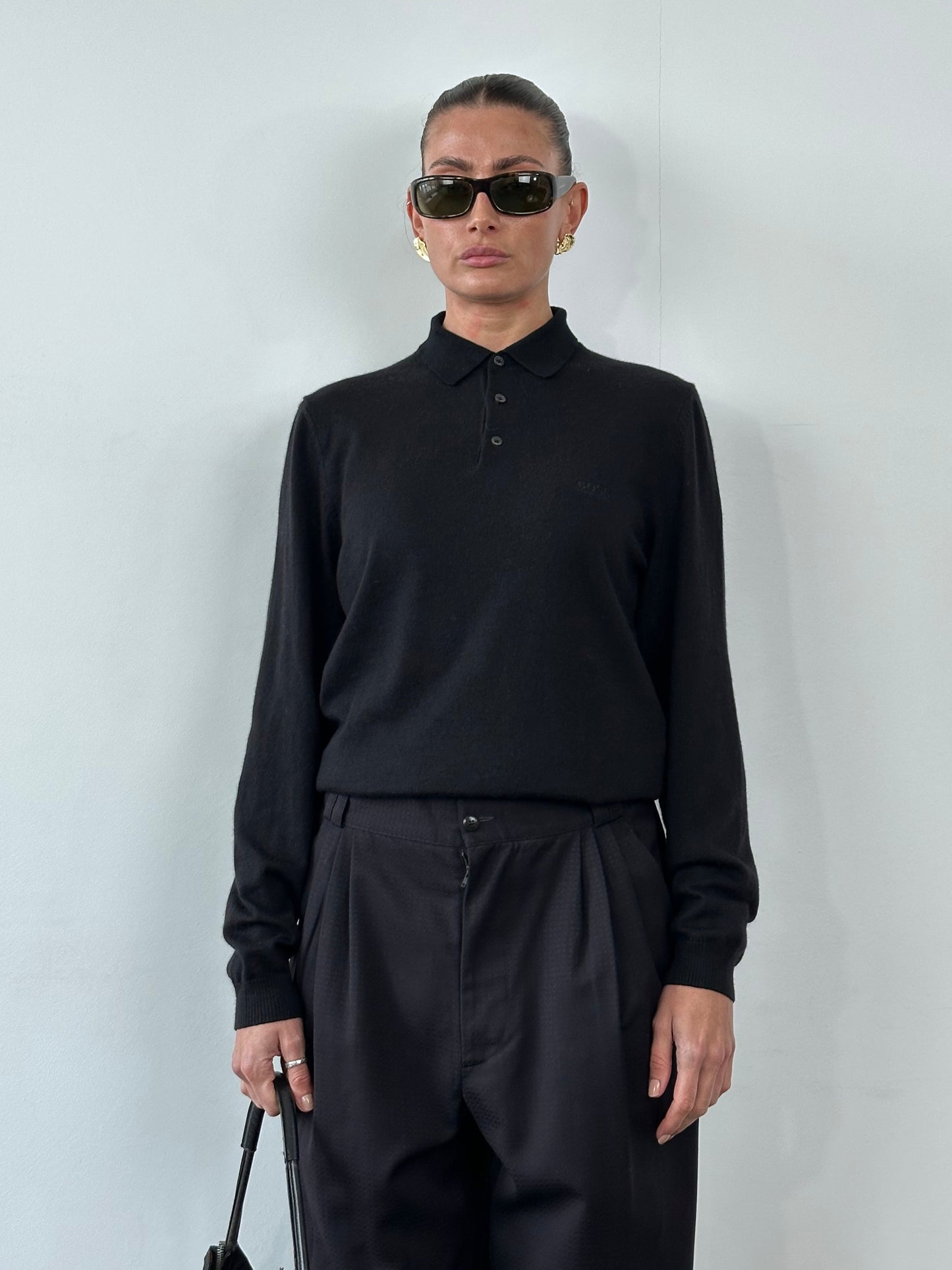 Hugo Boss Pure Wool Logo Polo Jumper - M/L