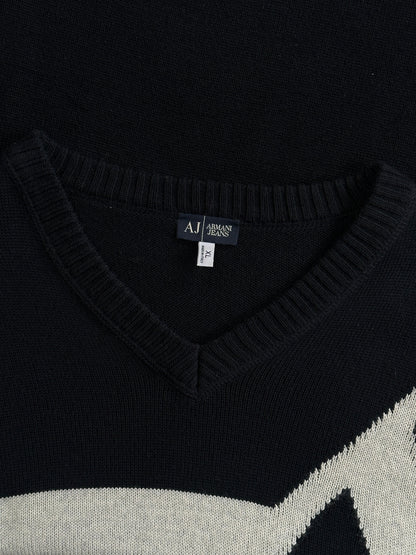 Armani Jeans Virgin Wool Knitted Logo Jumper - M/L