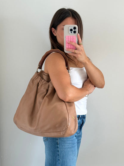 2010s Miu Miu Vitello Leather Brown Shoulder Bag | O/S, Multicoloured