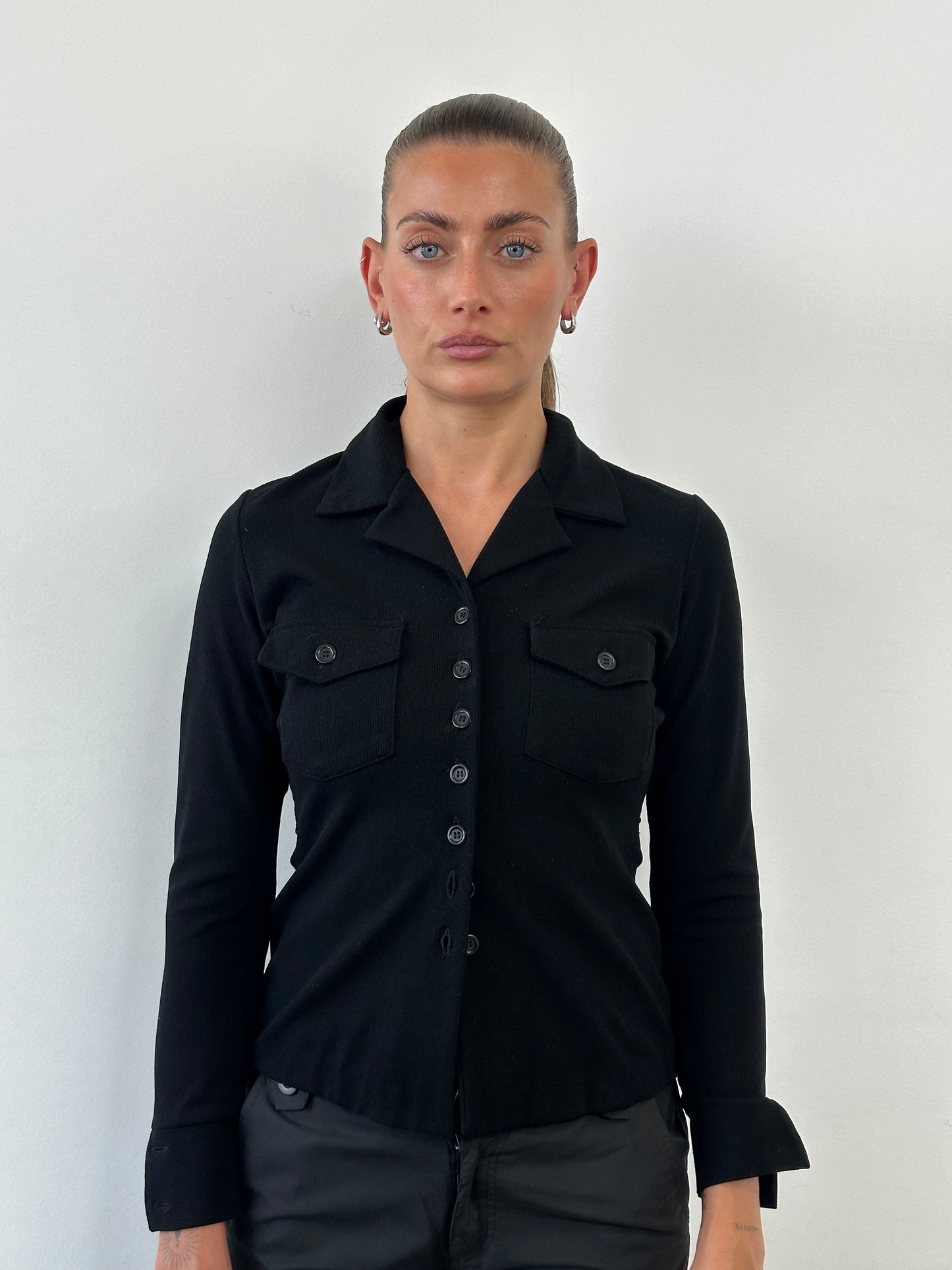 Italian Vintage Fitted Ribbed Shirt - S