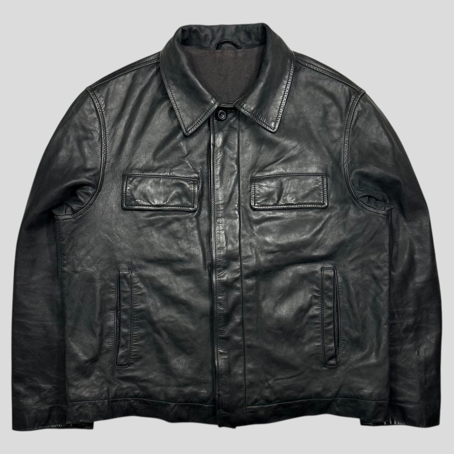 Iceberg 90’s Wool Lined Leather Harrington Work Jacket - L