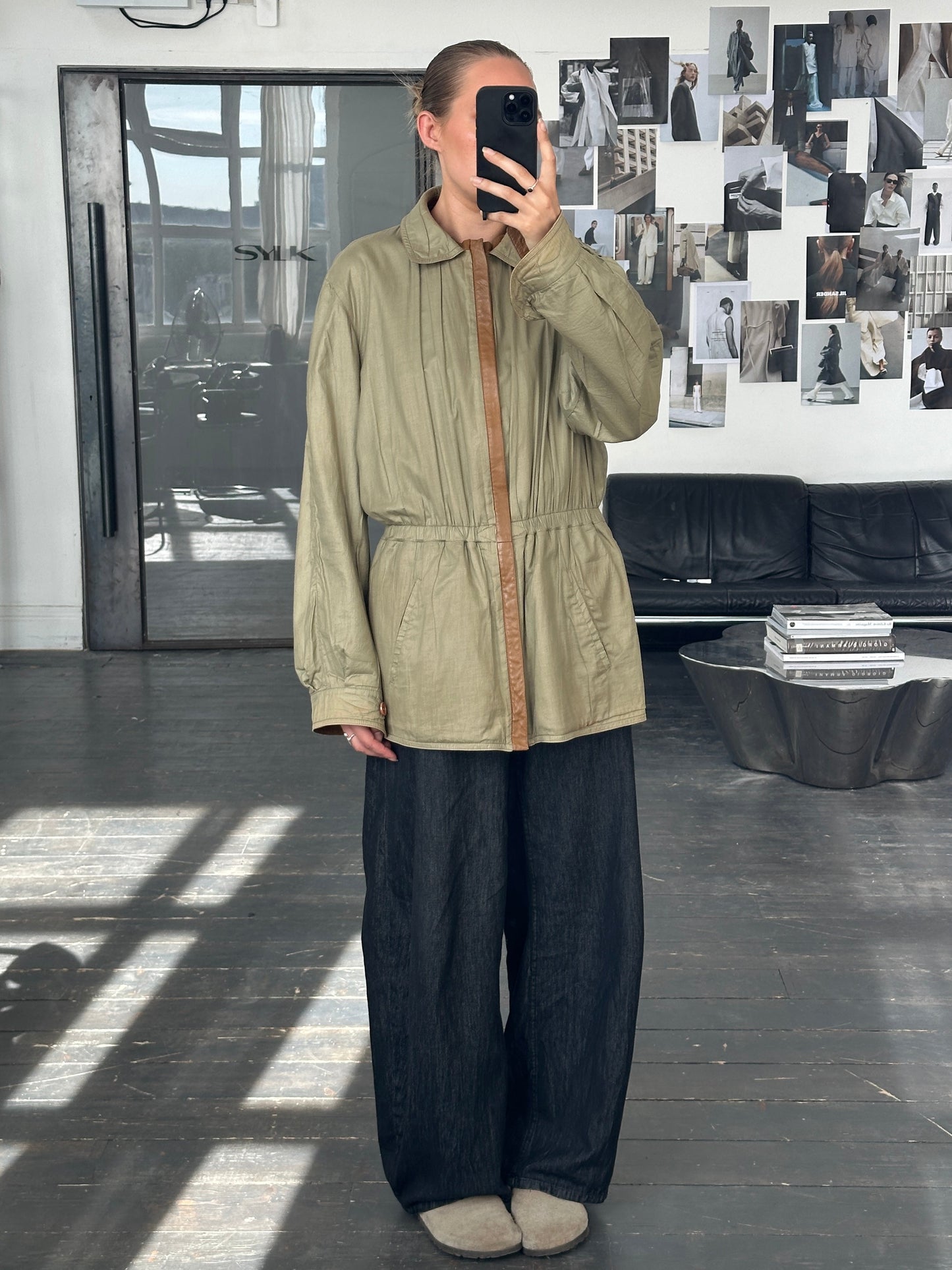 Italian Vintage 1980s Reversible Leather Cinched Jacket - XL