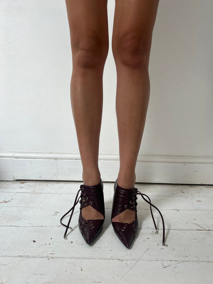 DIOR S/S 2001 KITTEN HEELS (EU 36) | DEFAULT TITLE, Burgundy