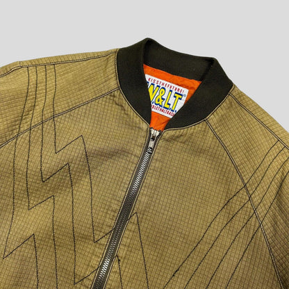 W+LT Walter 00’s 3D Textured Ripstop Embroidered Lightning Bomber Jacket - S