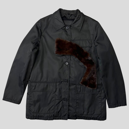 Prada Milano 1999 3 in 1 Mink Fur Ballistic Nylon Chore Coat - M | Default Title, Black