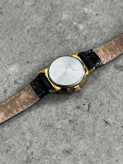 Vintage 1990s Round Quartz Leather Watch