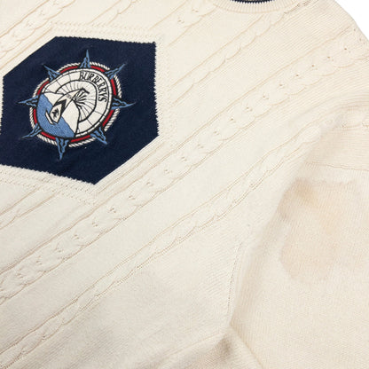 Vintage Burberry Embroidered Cable Knit Jumper Size XL