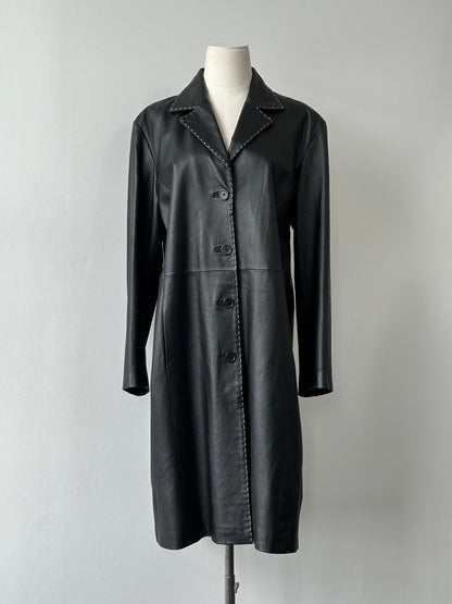 Vintage 2000s Leather Single Breasted Trench - XL