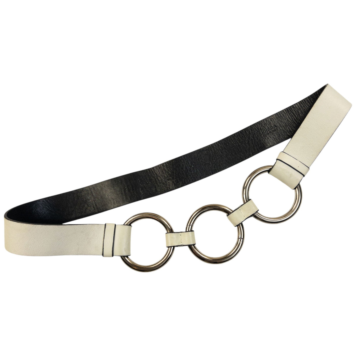 Vintage 2000s Prada Leather Ring Belt Size W32 | O/S, Silver