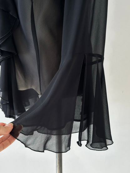 Vintage 1990s Sheer Ruffle Shirt - L