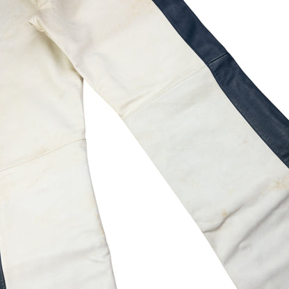 Vintage Katharine Hamnett Leather Trousers Size W30 | Medium, White, Navy