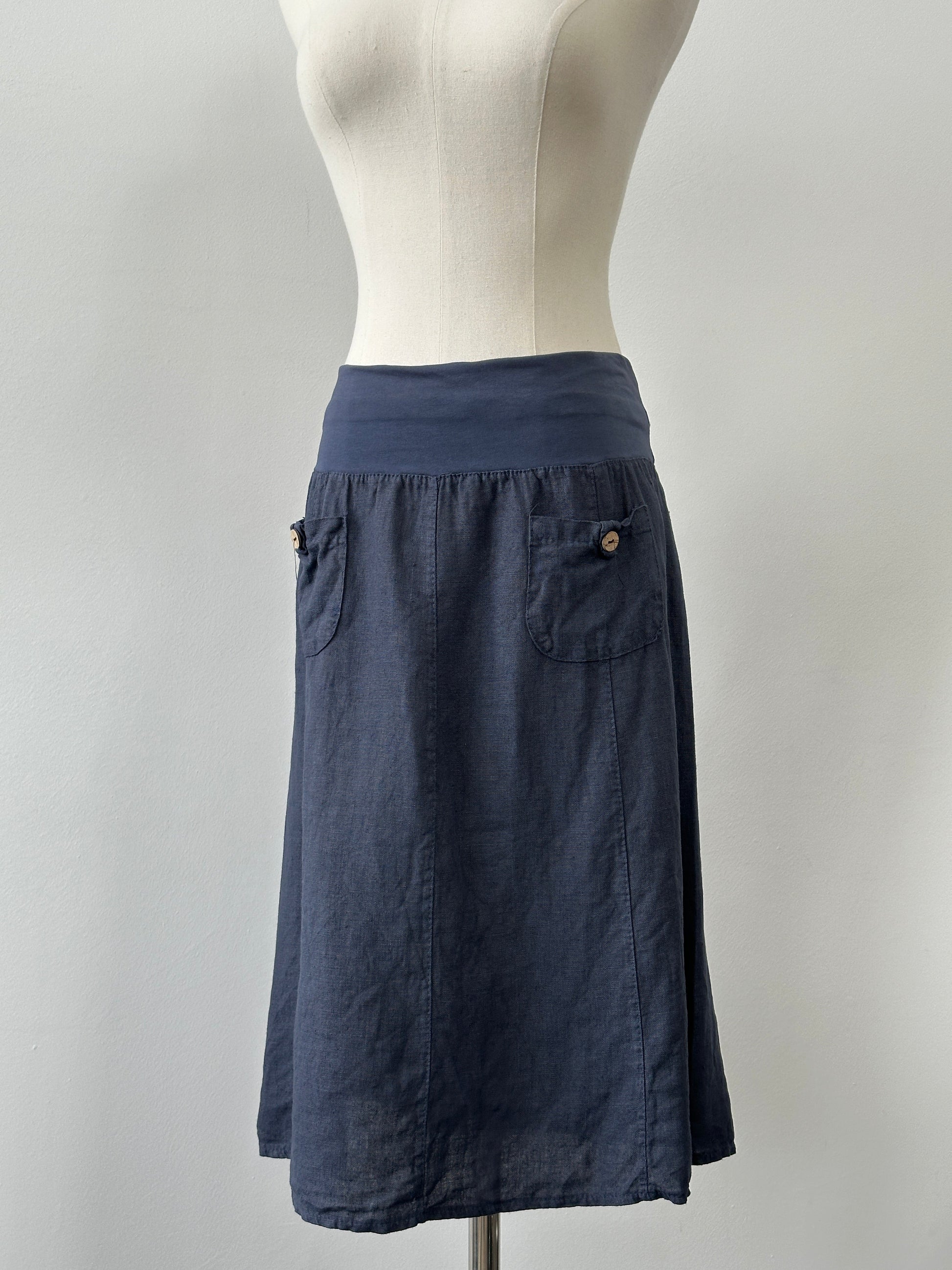 Vintage 1990s Pure Linen Midi Skirt - W30