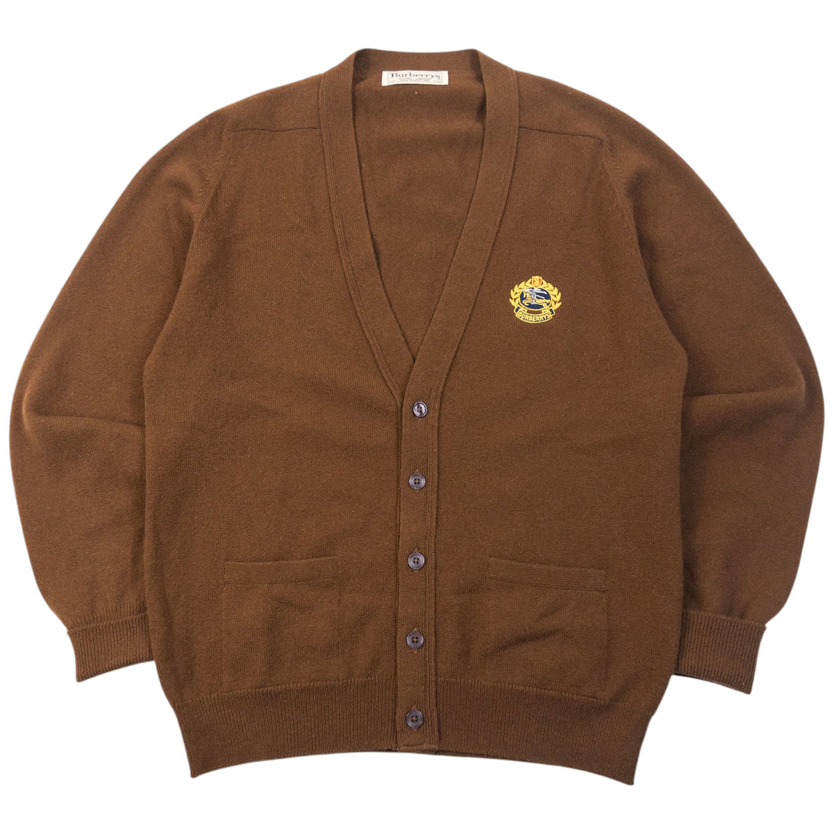 Vintage 90s Burberry Wool Cardigan Size M | Medium, Brown