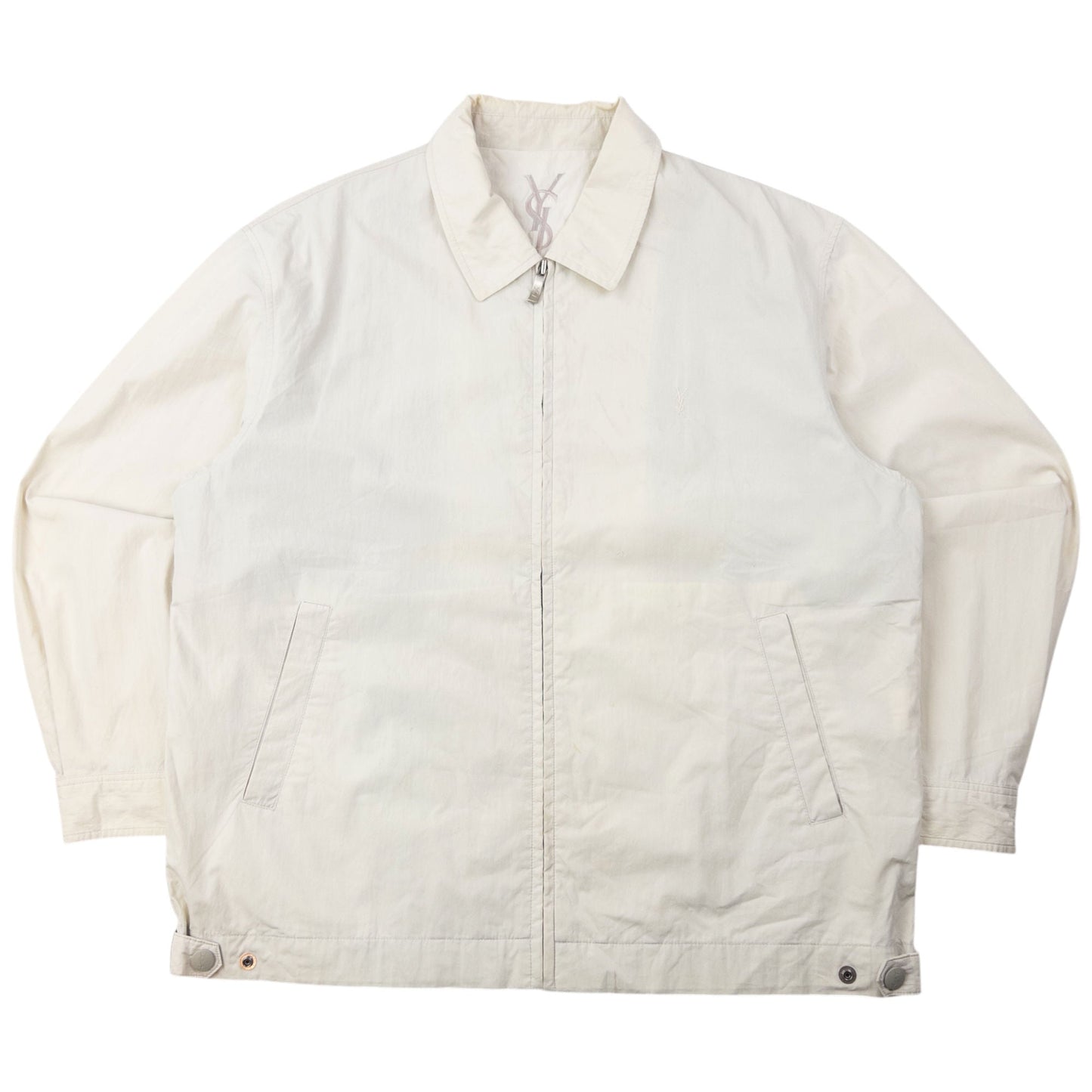 Vintage 90s YSL Yves Saint Laurent Harrington Jacket Size S | Small, Cream