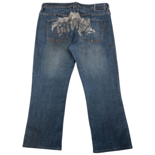 Vintage Marithe + Francois Girbaud Graphic Cropped Denim Jeans Size W36