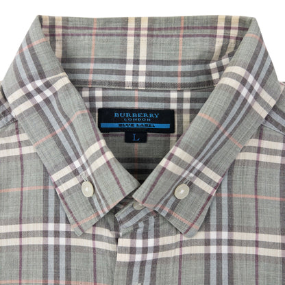 Vintage 2000s Burberry Blue Label Nova Check Long Sleeve Button Up Shirt Size M | Medium, Blue