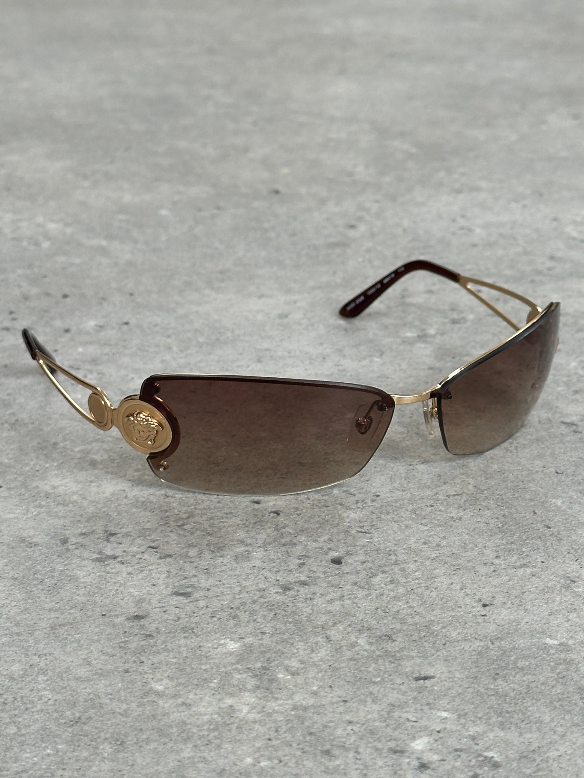 Versace 1990s Rimless Medusa Logo Sunglasses