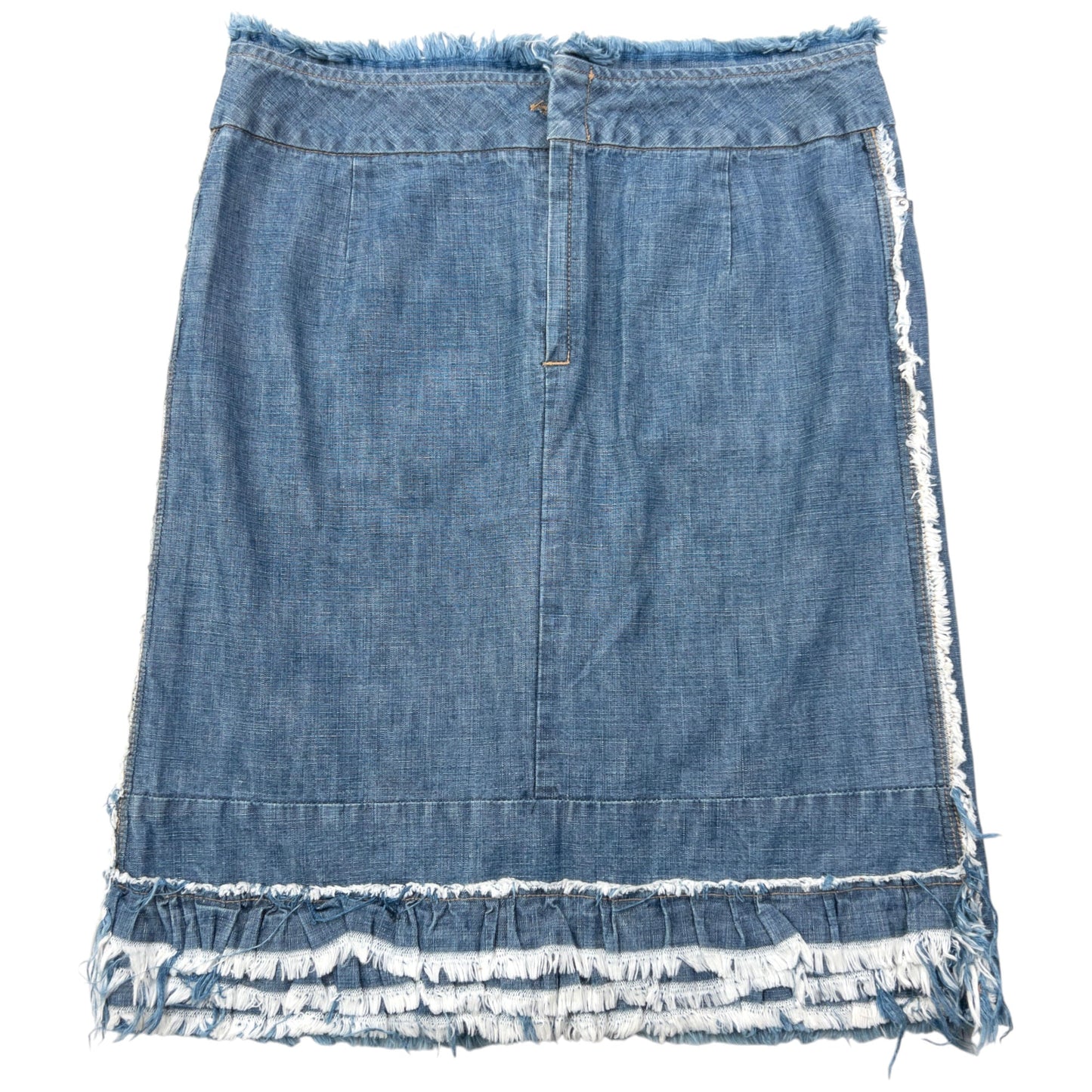 Vintage 2000s Cabane De Zucca By Issey Miyake Denim Ruffle Skirt Womens Size W29
