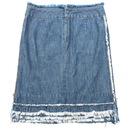 Vintage 2000s Cabane De Zucca By Issey Miyake Denim Ruffle Skirt Womens Size W29