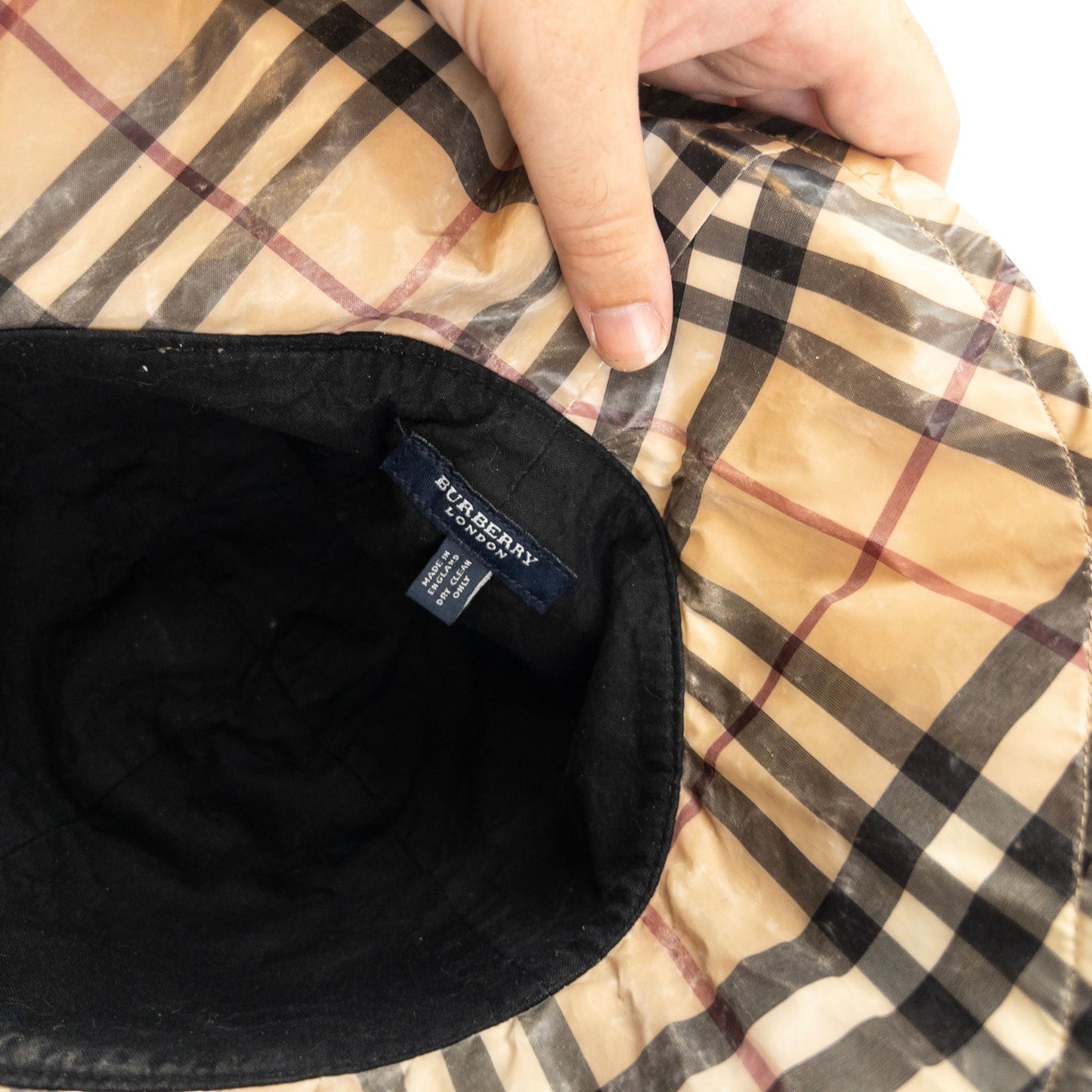 Vintage Burberry Nova Check Rain Bucket Hat Size M