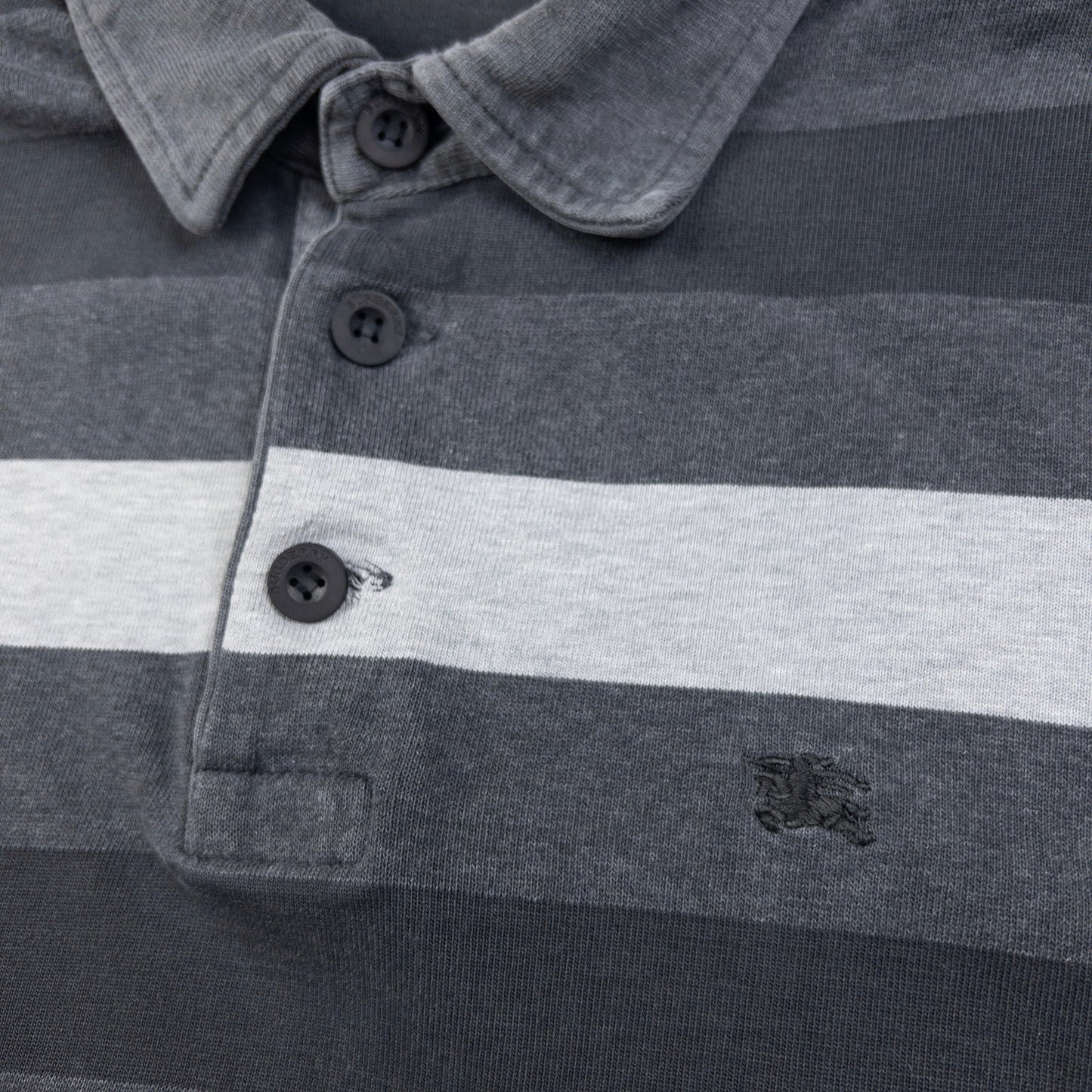 Vintage Burberry Striped Long Sleeve Polo Shirt Size M