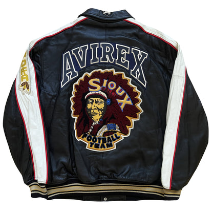 Avirex Sioux Football Team Leather Varsity Jacket - L