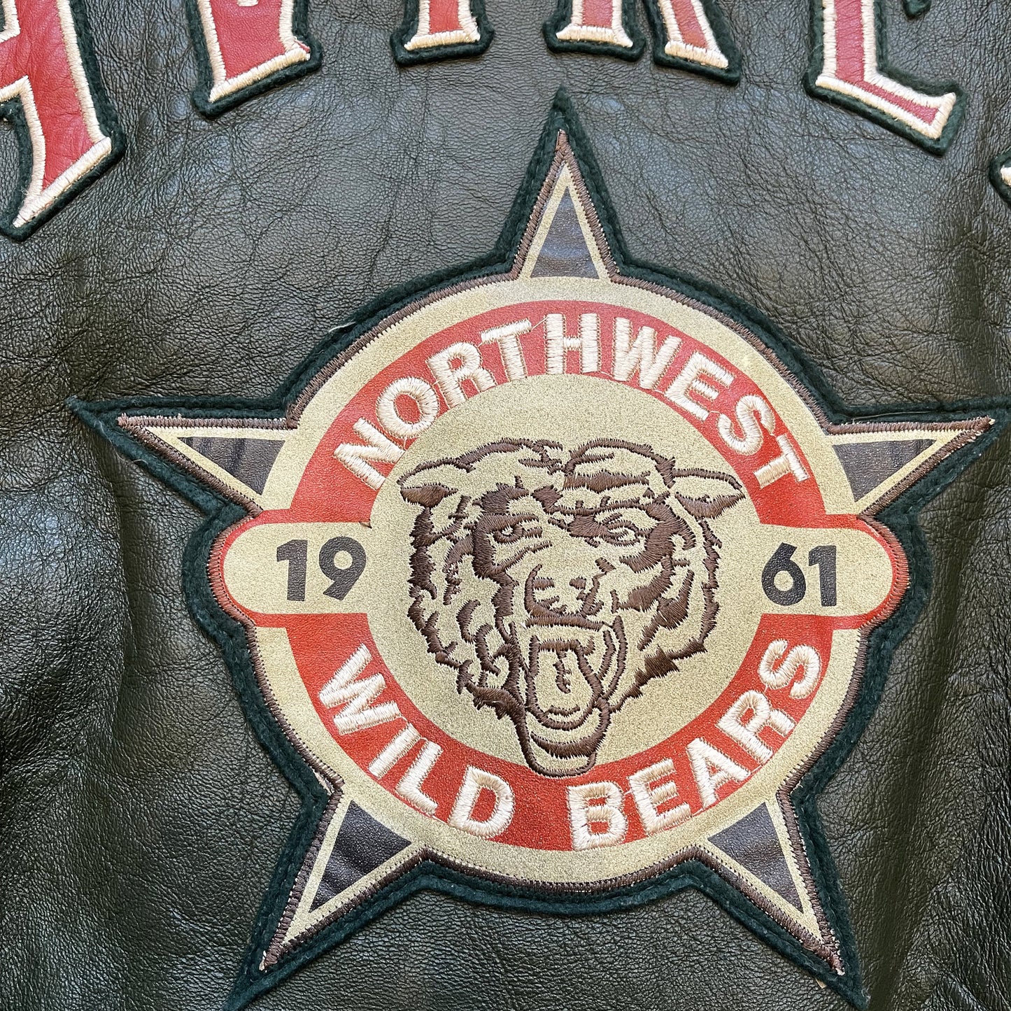 Avirex Wild Bears Leather Varsity Jacket - S