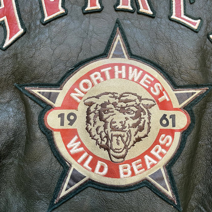 Avirex Wild Bears Leather Varsity Jacket - S
