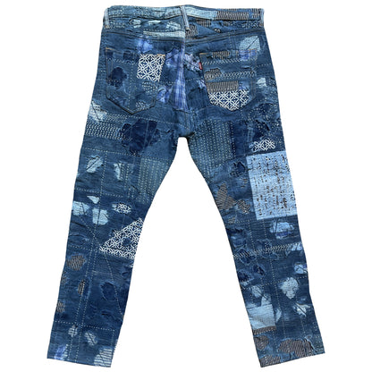 Indigo Boro Sashiko Distressed 501 Jeans - W32"