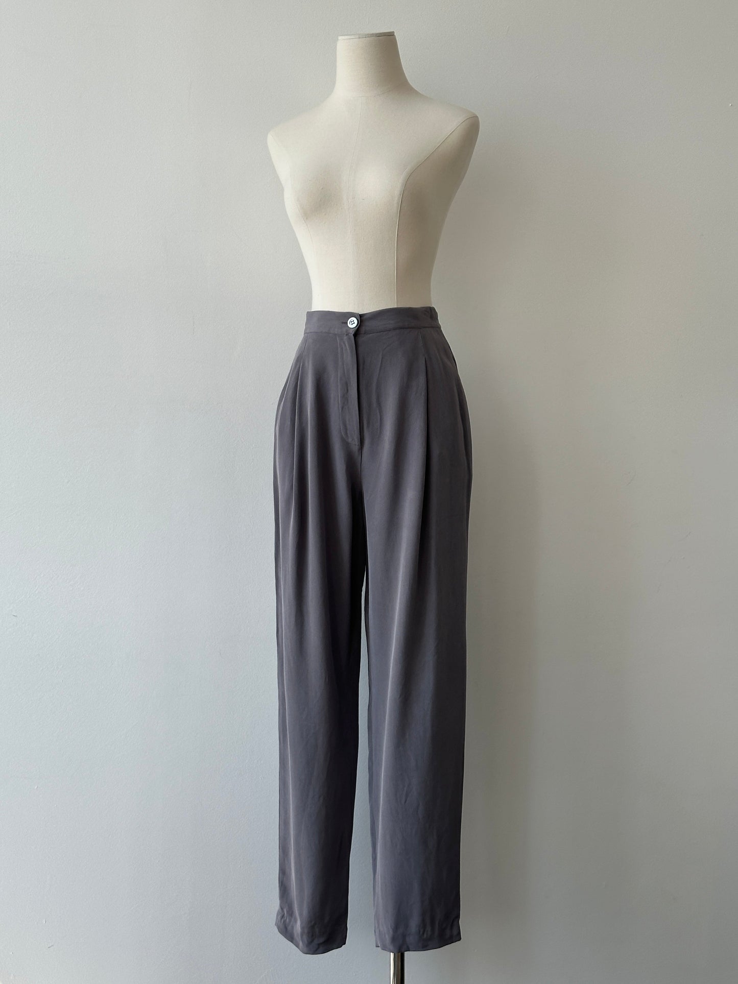 Vintage 1990s Pure Silk Tapered Leg Tailored Trousers - W25