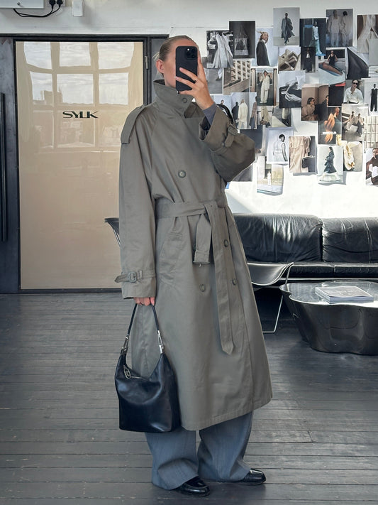London Fog 1980s High Neck Belted Trench Coat - XXL