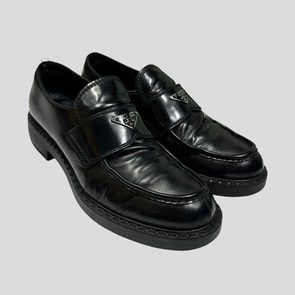 Prada Milano 2021 Black Brushed Leather Loafers - UK11/11.5