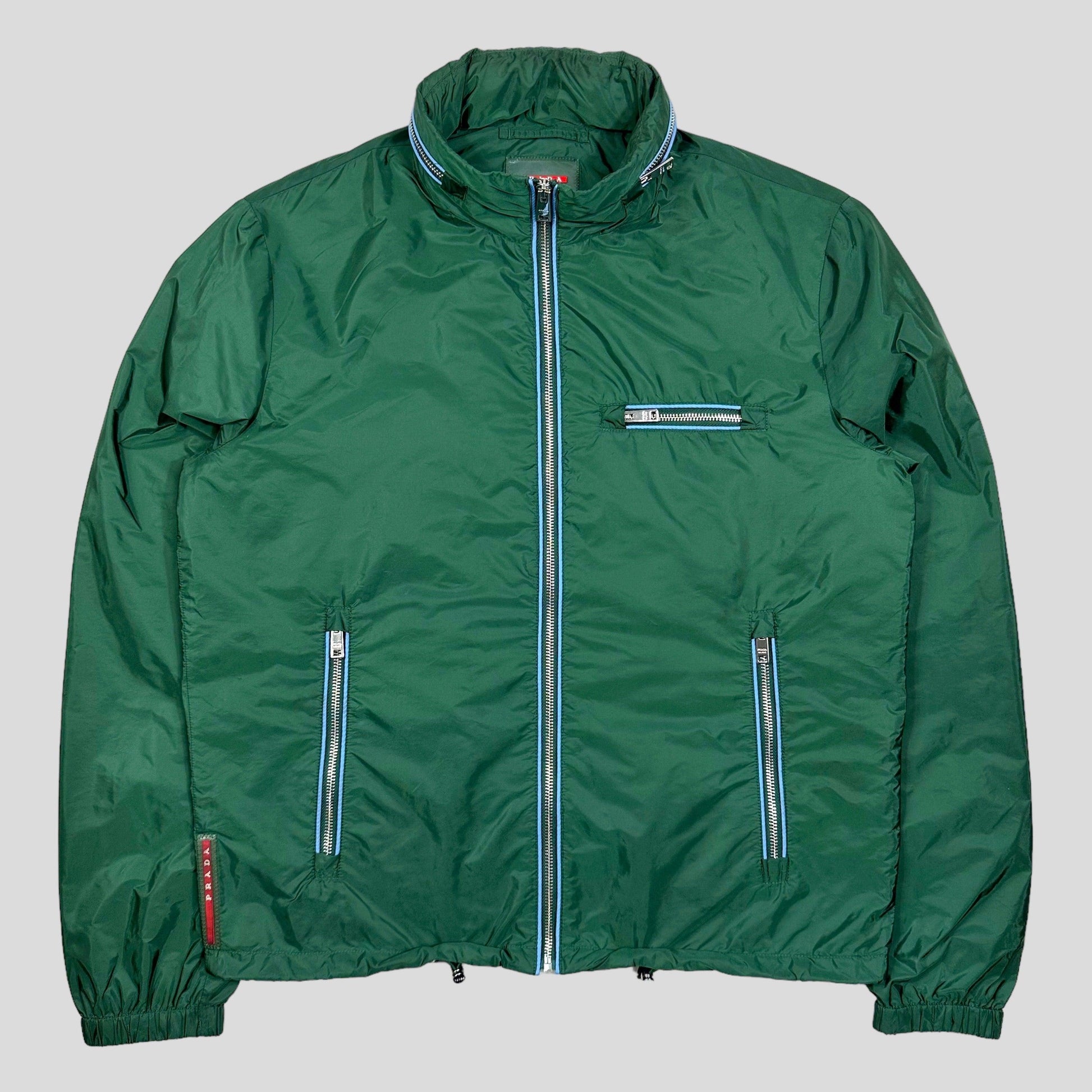 Prada Milano 2015 Emerald Contrast Zip Nylon Windbreaker - Known Source