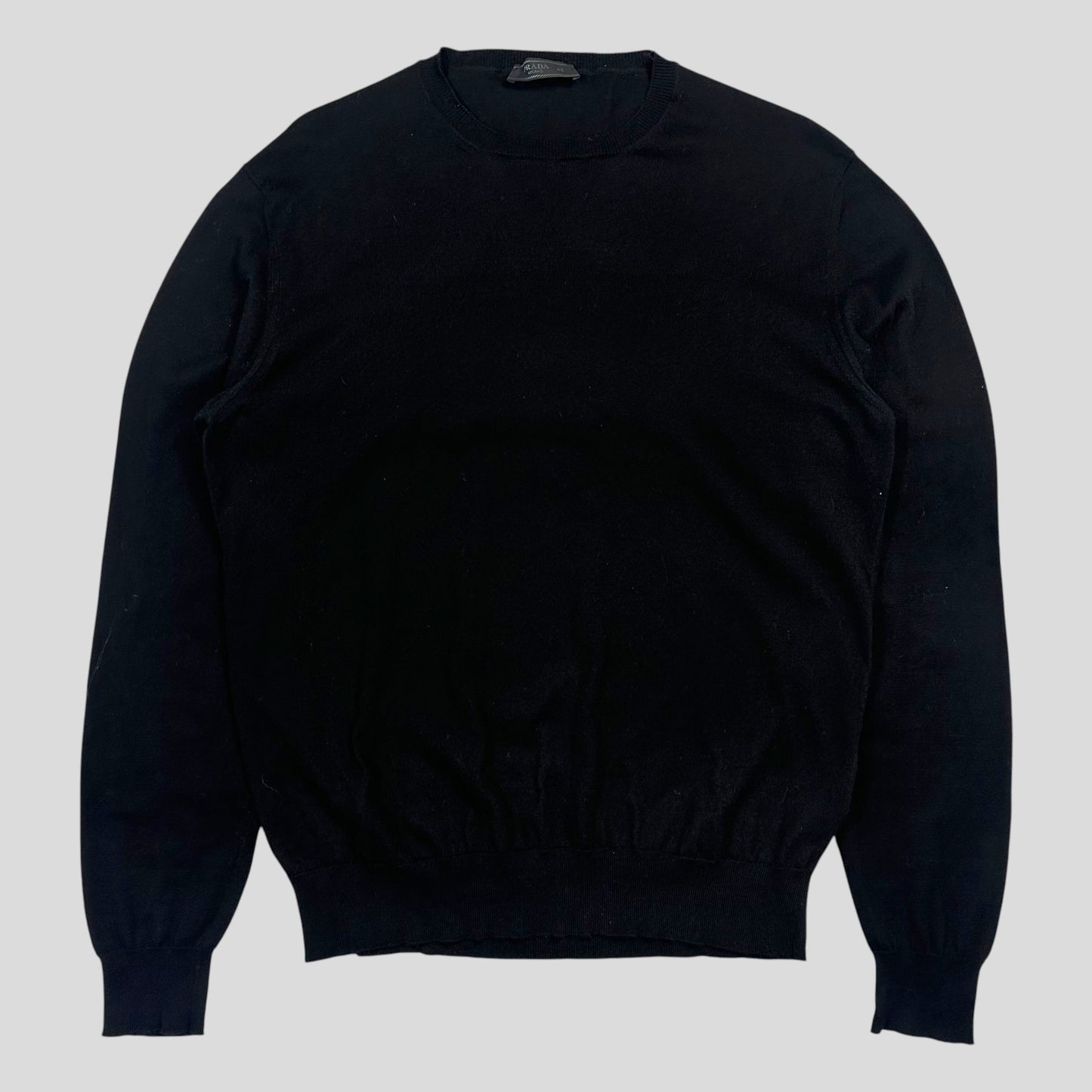 Prada Milano 2022 Black Cotton Crewneck Knit Jumper - M | Default Title, Black