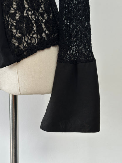 Italian Vintage 2000s Lace Flute Sleeve Open Front Shirt - S