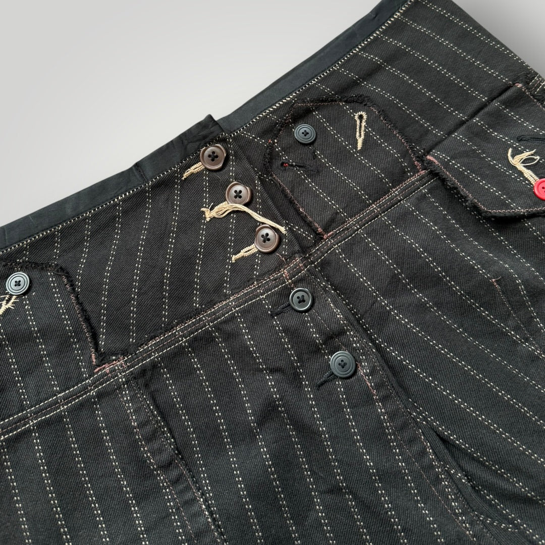 Marithé + François Girbaud Asymmetrical Midi Denim Skirt M / 30" | O/S, Black