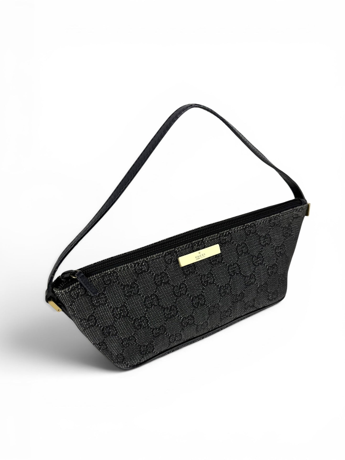 2000s Gucci Monogram Black/Grey Pochette Boat Bag | O/S, Multicoloured