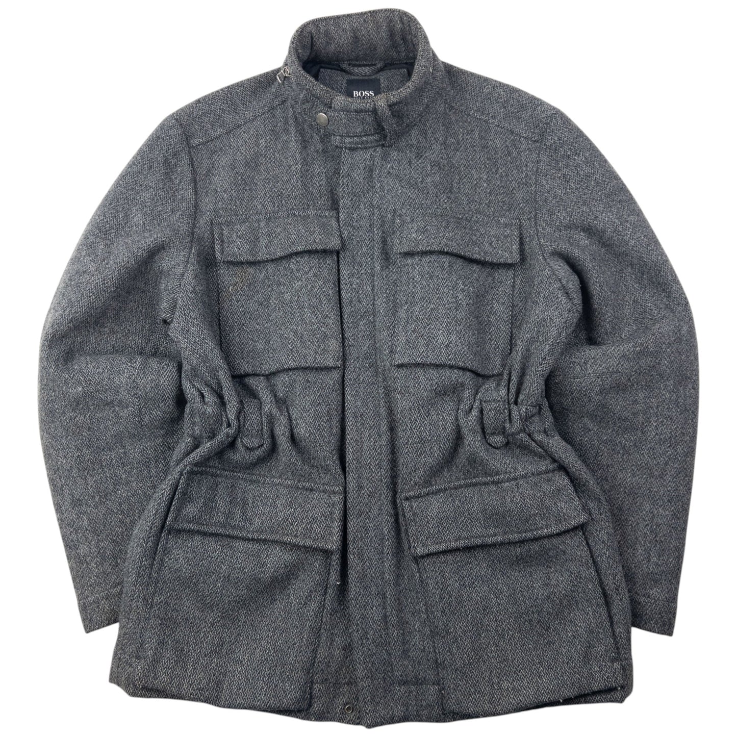 Vintage 2000s Hugo Boss Multi Pocket Wool Jacket Size M | Medium, Grey