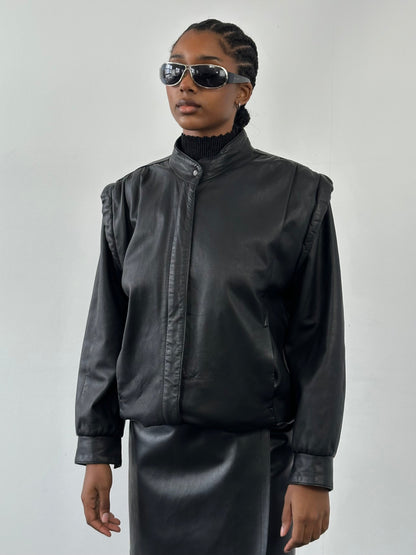 Vintage 1990s Leather Bomber Jacket - M