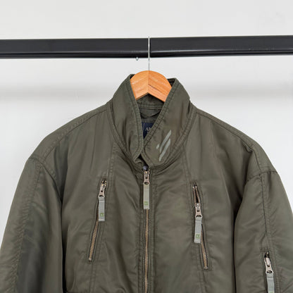 2000s armani jeans technical collared bomber jacket | O/S, Red