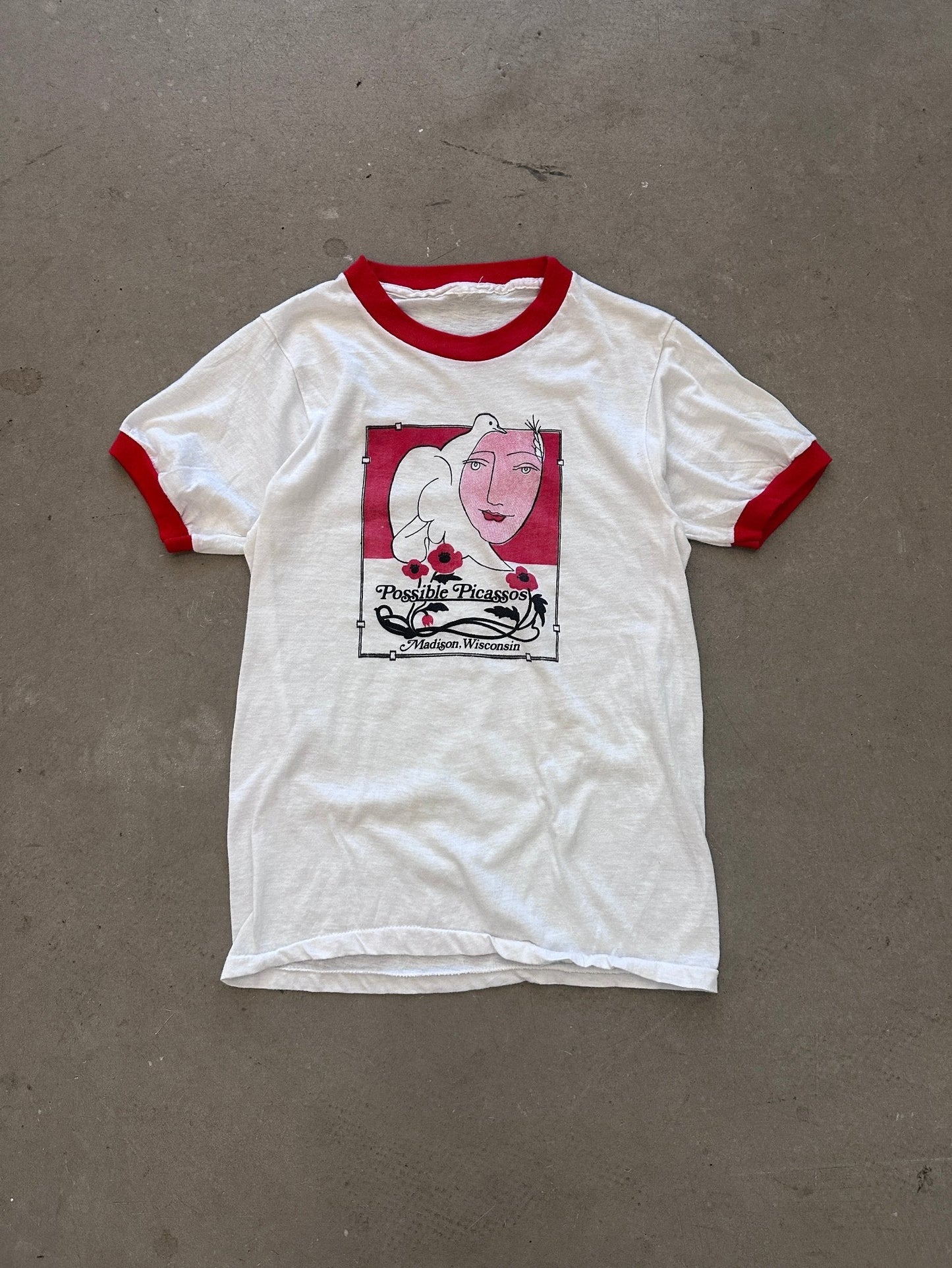 1980's Possible Picassos Ringer T-Shirt - S | Default Title, Red