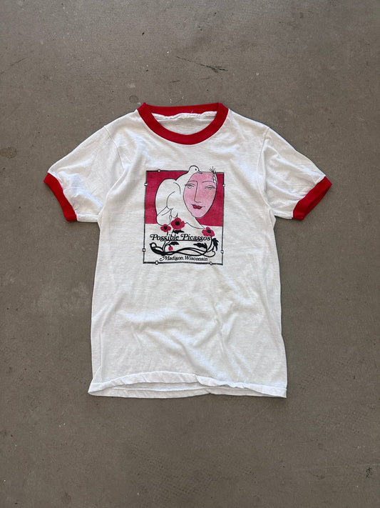 1980's Possible Picassos Ringer T-Shirt - S | Default Title, Red