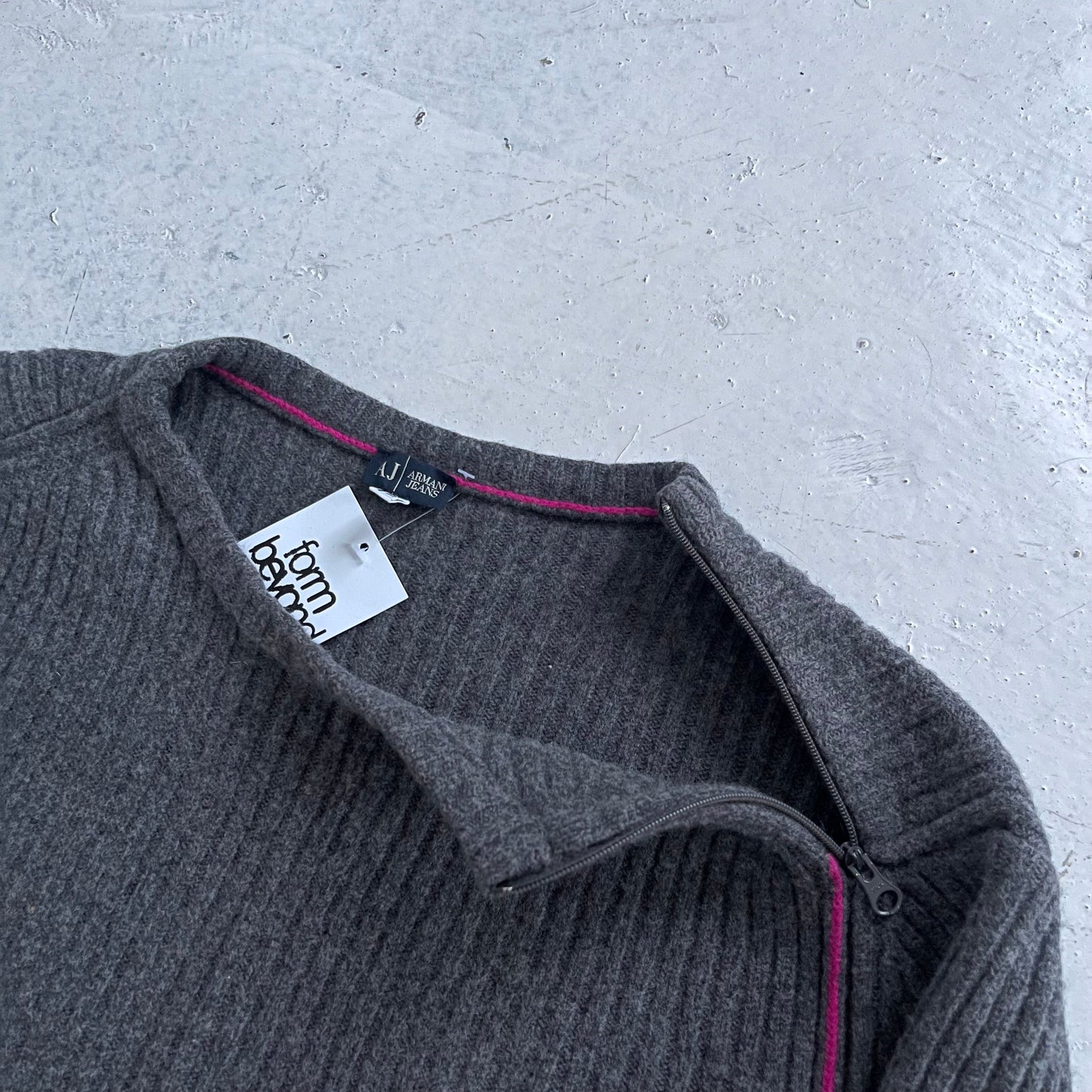 vintage armani jeans neck zip knit | Gray, Gray