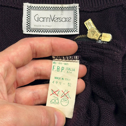 Gianni Versace 80’s Wool Geometric Pattern Cardigan Vest - S/M