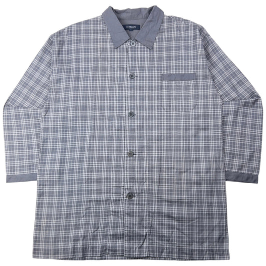 Vintage 2000s Burberry Nova Check Long Sleeve Button Up Pyjama Shirt Size L | Large, Grey