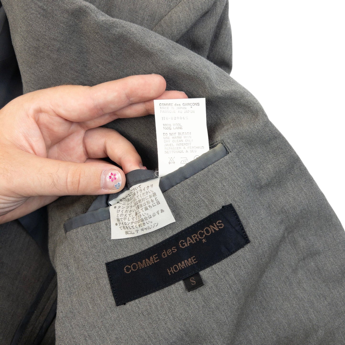 Vintage 90s Comme Des Garçons Homme Blazer Jacket Size S | Small, Grey