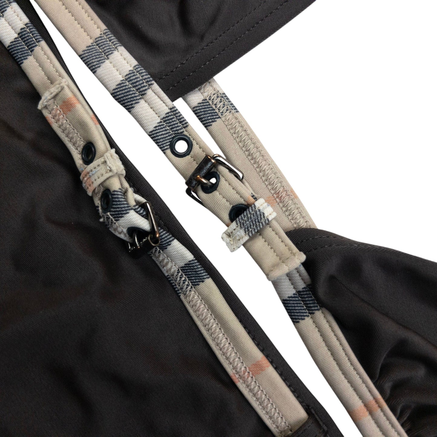 Vintage Burberry Nova Check Trim Buckle Bikini Set Womens Size M | Medium, Brown